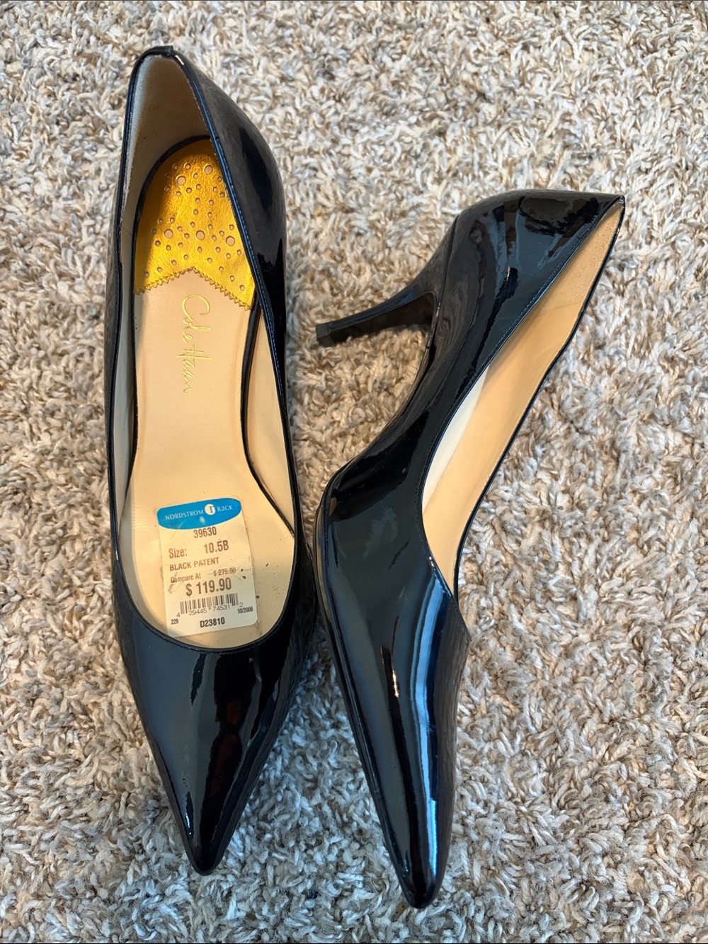 Cole Haan Black Patent Pointed-Toe Pumps